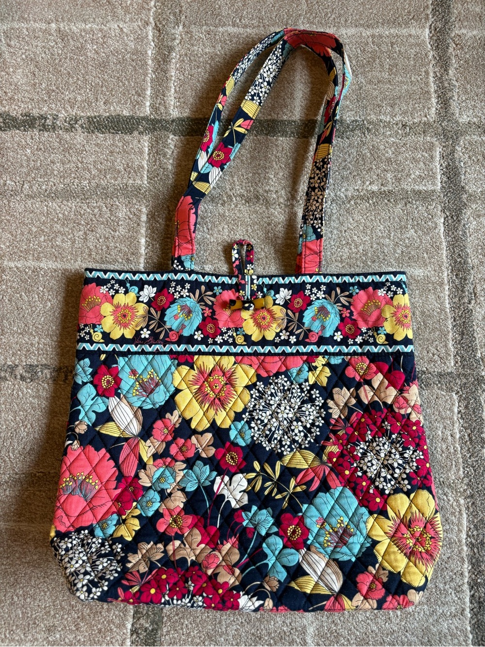 Vera Bradley Happy Snails Quilted Tote (Retired 2011) Purse Bag Floral Multi
